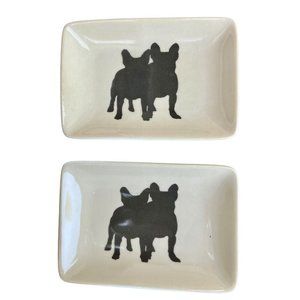 Vintage West Elm French Bulldog Silhouette Trinket Dishes Frenchie Friends